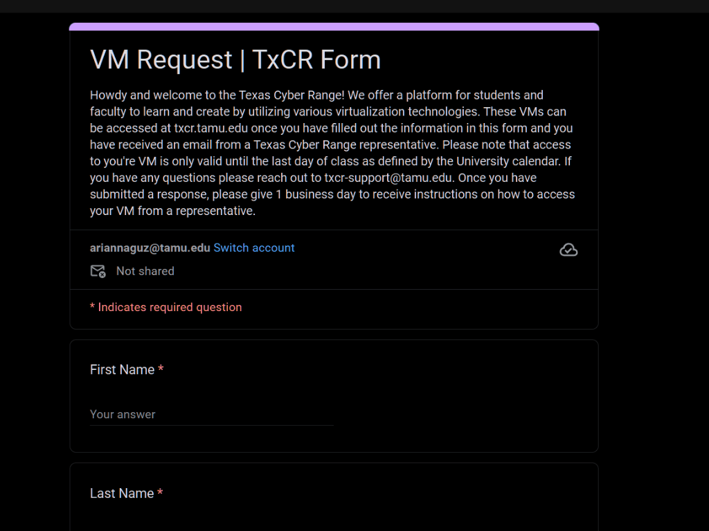 Request a VM